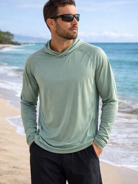 PIQIDIG Men’s UPF 50+ Sun Hoodie Sage Green Size M NWT